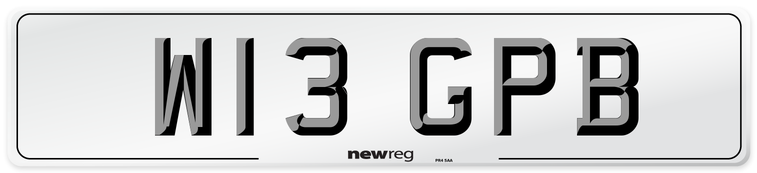 W13 GPB Number Plate from New Reg